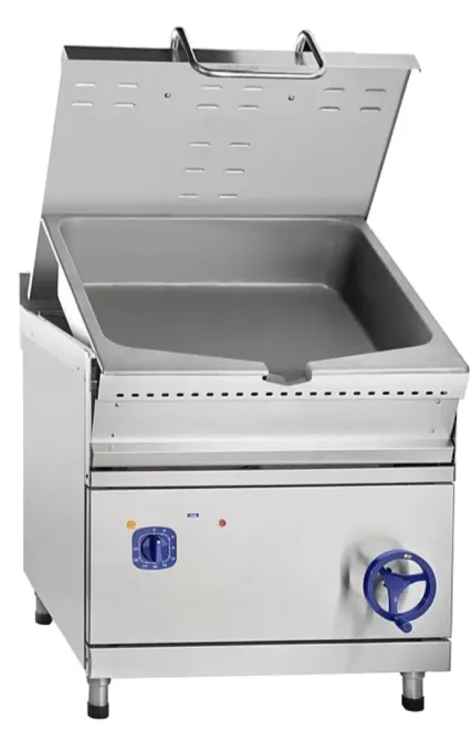 Профессиональная сковорода с крышкой из нержавеющей стали, оборудованная регулятором температуры для гастрономических нужд