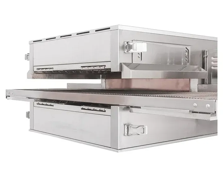 Два уровня стальной печи для пиццы с выдвижными ящиками и вентиляционными отверстиями