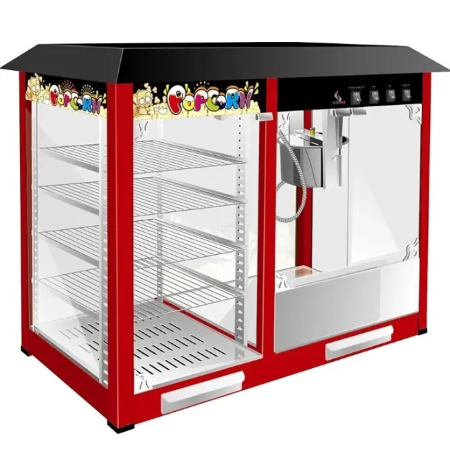 Ларёк для попкорна с открытыми полками и аксессуарами для приготовления