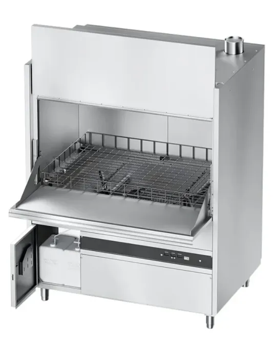 Кухонный гриль для коммерческого использования с металлическим корпусом и встроенной системой управления