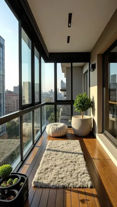 Уютный балкон с видом и зоной для отдыха