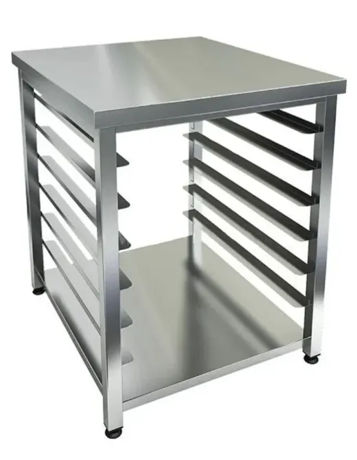 Стальная столешница с открытыми полками, кухонная мебель для профессионального использования