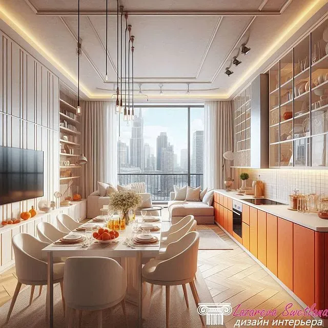 Элегантты кіреберіс жұмсақ диван мен стильді люстрамен