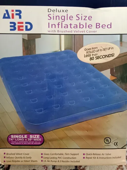 Картонная упаковка для надувной кровати с описанием и характеристиками