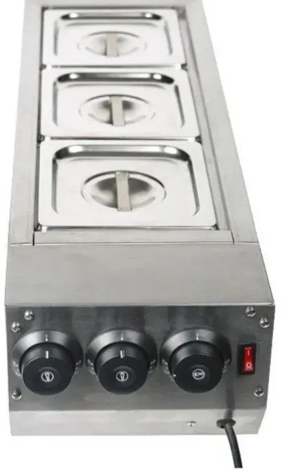 Электрическая индукционная плита с тремя контейнерами для еды из нержавеющей стали