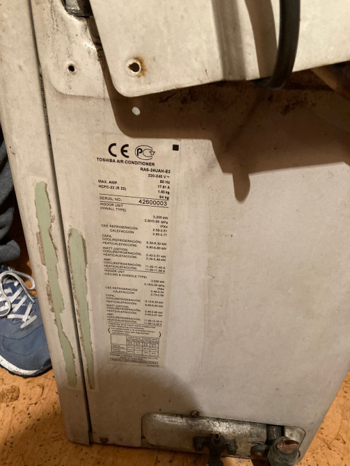 Toshiba кондиционерінің сыртқы блогының техникалық сипаттамалары