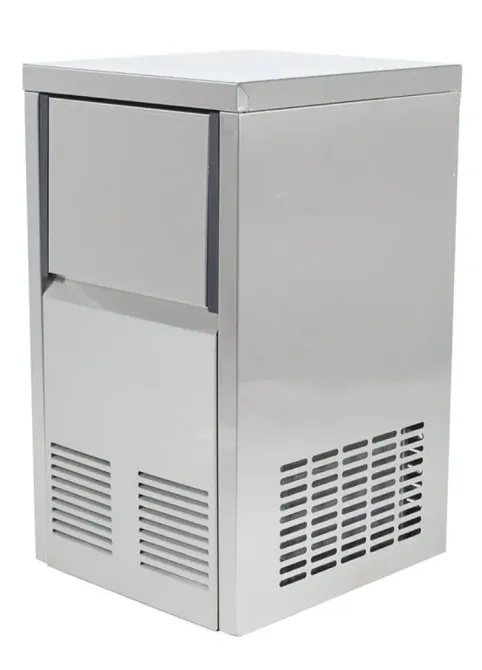Настольная машина для льда из нержавеющей стали с горизонтальным верхним отсеком и вентиляционными отверстиями