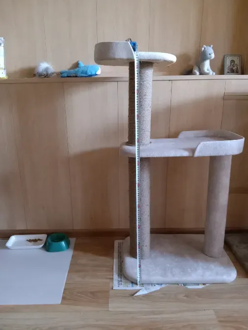 Бірнеше алаңы және мысықтарға арналған үйі бар көп деңгейлі когтеточка