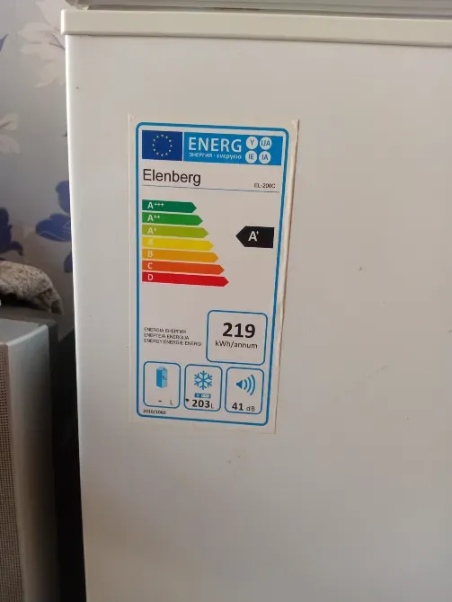 Этикетка с указанием энергопотребления холодильника Elenberg