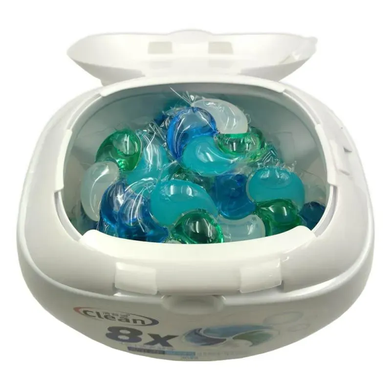 Көп түсті жуу капсулаларымен толтырылған капсулалар қорапшасы