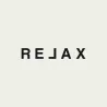RELAX логотипы, минималистикалық дизайн, қара шрифт, жарық фон.