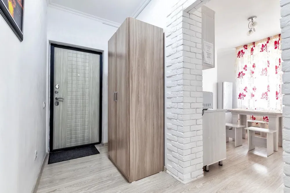 Прихожая в квартире с дверью и шкафом