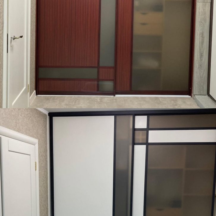 жаңартылған үлгісіндегі сырғымалы шкафтағы есік