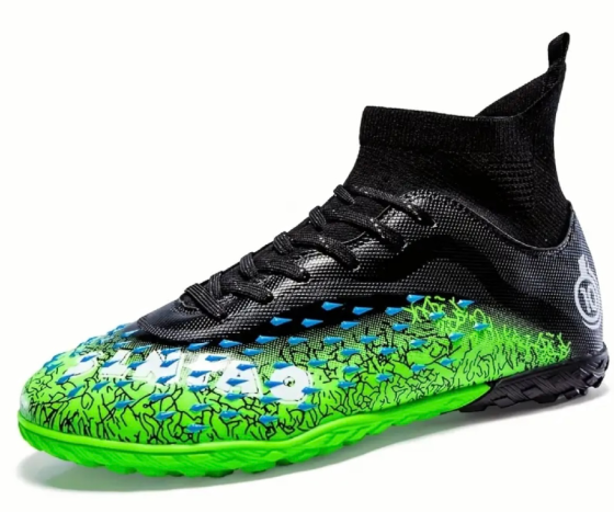 Кроссовки с черным верхом и ярко-зеленой подошвой с графическим рисунком