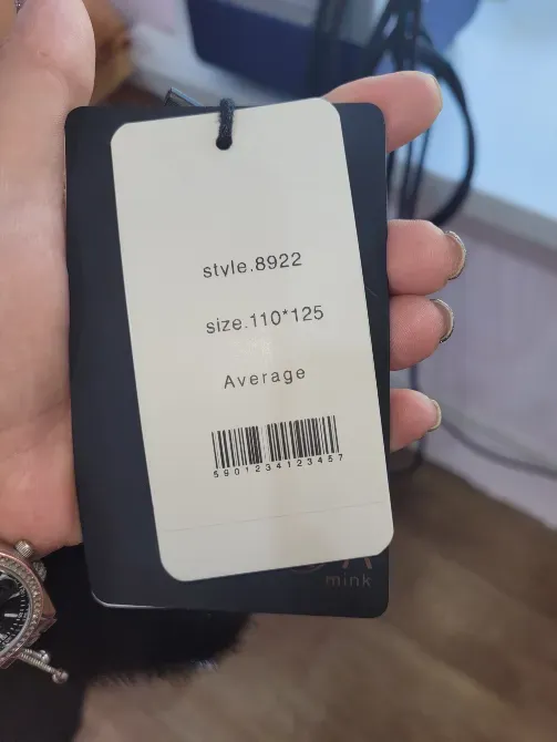 Этикетка с размером и стилем пуха