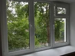 Окно с двумя створками и видом на зеленую природу
