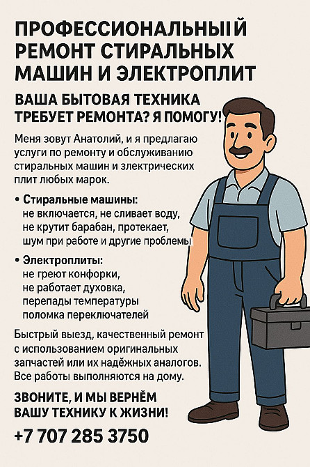 Профессиональный ремонт стиральных машин и электрот плит