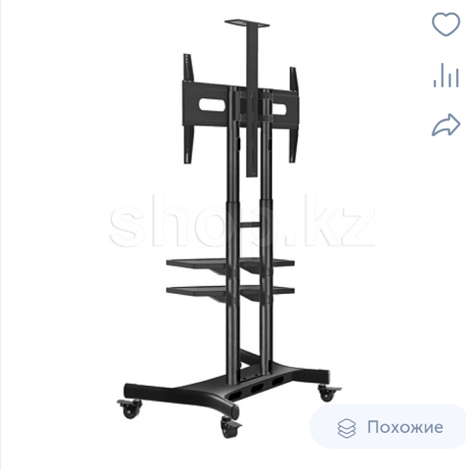 Крепежі мен сөрелері бар мобильді телевизор стенді