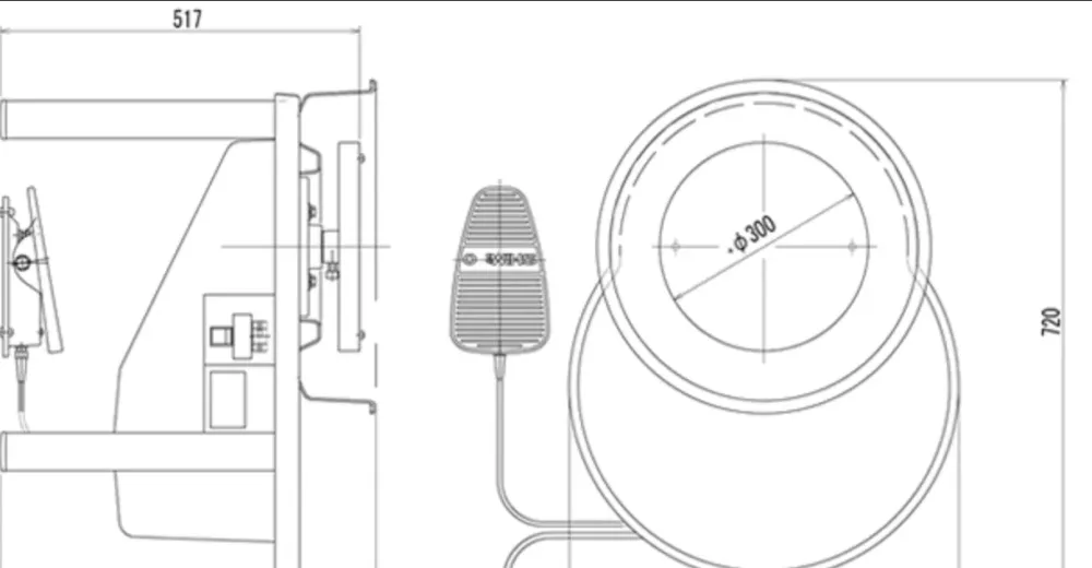 Чертеж гончарного круга с размерами и деталями