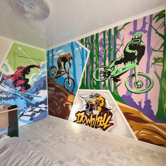 Классная комната с яркими стенами и тематикой STEM