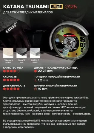 Диск отрезной KATANA TSUNAMI ELITE 125 мм