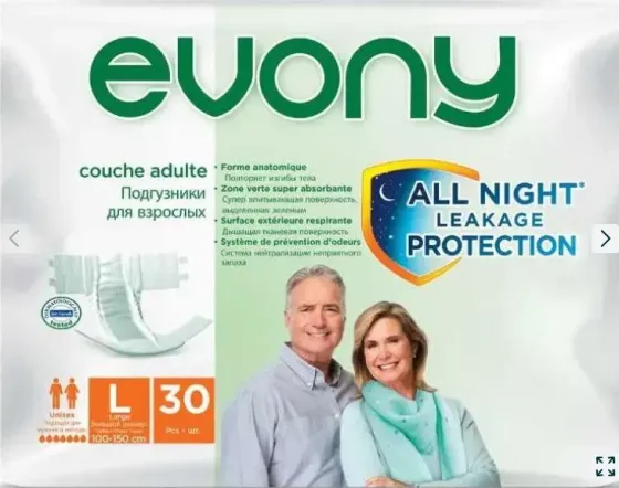 Ересектерге арналған Evony памперстері, L орамы, 30 дана