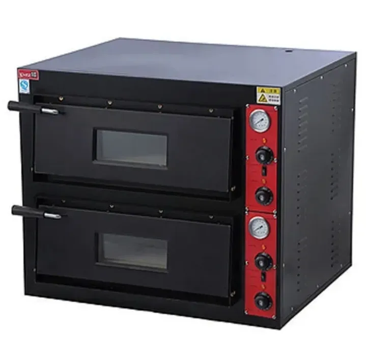 Двухъярусная пекарская печь с панелями управления и двойными стеклянными дверцами