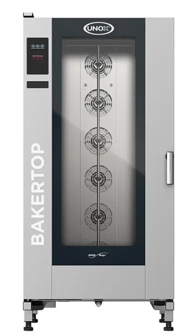 Профессиональная печь для выпечки BAKERTOP от компании UNO, с прозрачными дверцами и современным дизайном