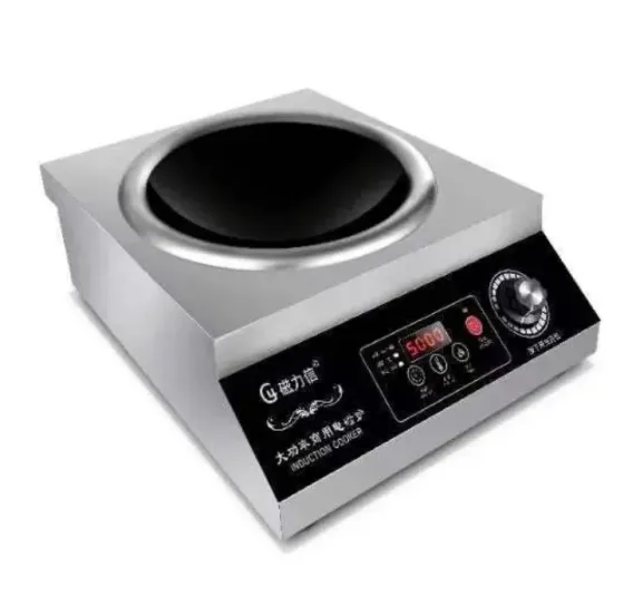 Индукционная плита с сенсорным управлением и круглой конфоркой. Подходит для профессионального использования на кухнях ресторанов и кафе