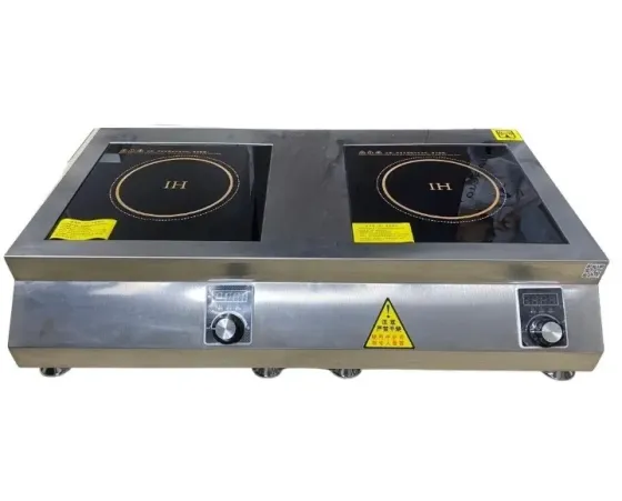 Электрическая индукционная плита с двумя конфорками и металлическим корпусом