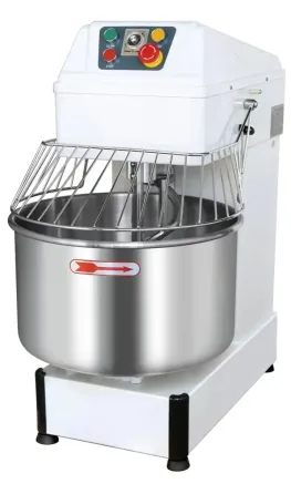 Миксер для теста с большим металическим тазом и защитной решеткой сверху