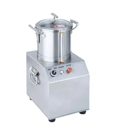 Күшті электрлік ас үй комбайны, металл корпусы мен алдыңғы панельдегі басқару жүйесімен.