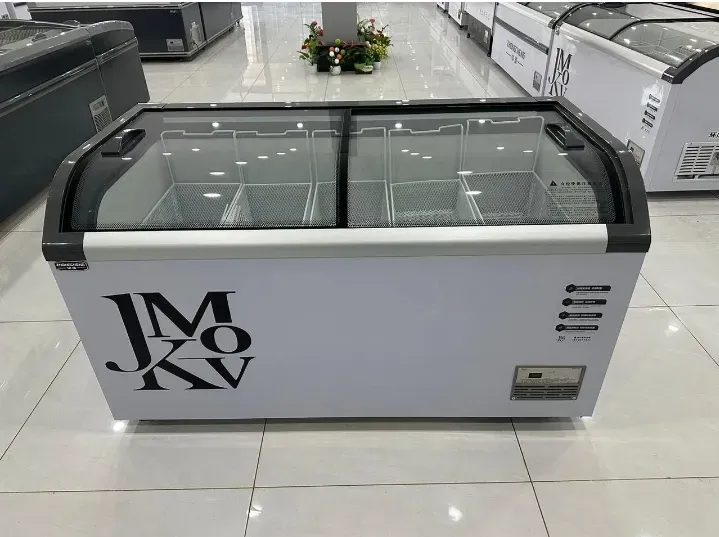 Холодильный ларь JMO KV с сетчатыми корзинами внутри, стильный и функциональный