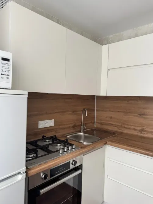 Заманауи асханалар газ плитасымен және тоңазытқышпен