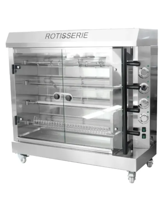 Электрлік рото́нда, ш透明 шыны есіктерімен және панельдегі басқару жүйесімен, тамақ дайындауда тиімділік пен ыңғайлылықты қамтамасыз етеді. Бұл ерекше құрылғы пісірілген тағамдардың дәмін сақтап қалуға көмектеседі, әрі дайындау процесін жеңілдетеді. Электрлік рото́нда - отбасылық мерекелер мен арнайы шараларға арналған тамаша шешім!