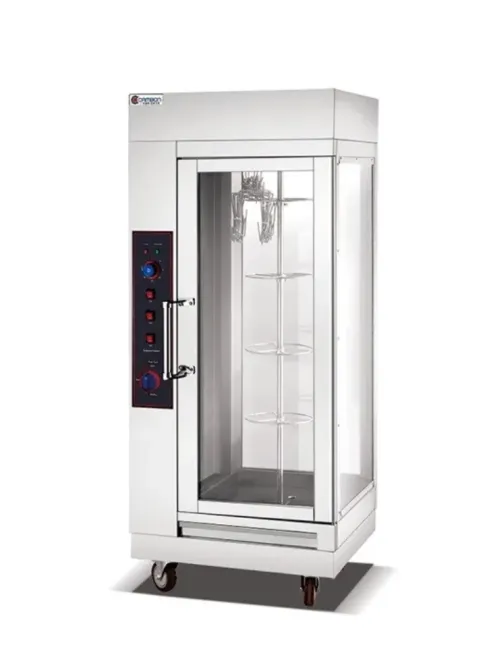 Витрина для хранения и демонстрации продуктов, стеклянные двери, металлический корпус, колесики для передвижения