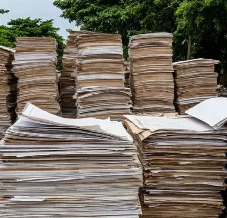 Склад рулонов картона, аккуратно уложенных один на другой