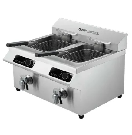 Двухкастрюльная фритюрница мощностью 3600 Вт из нержавеющей стали