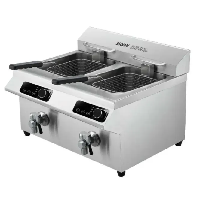 Двухкастрюльная фритюрница мощностью 3600 Вт из нержавеющей стали