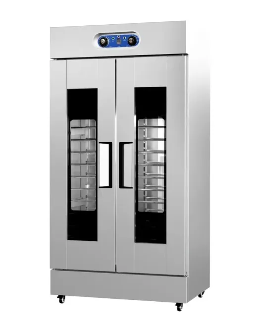 Шкаф для хранения продуктов с двумя прозрачными дверцами и цифровым дисплеем