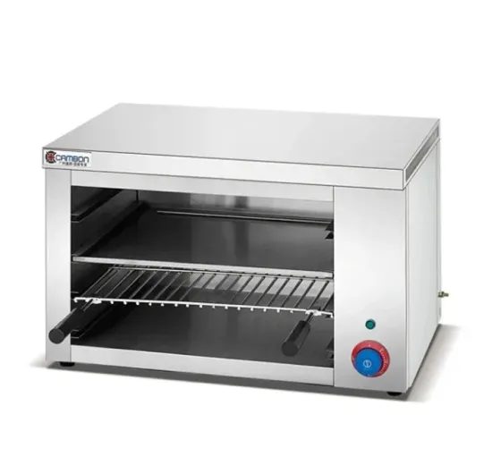 Электрическая печь для выпечки с нержавеющей стали, имеет две решетчатые полки и регулятор температуры