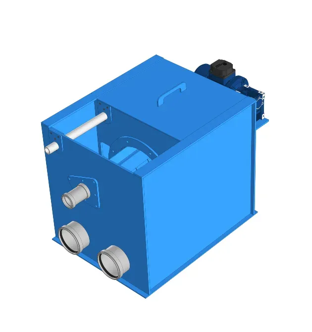 Модель синего контейнера с трубками и механизмом