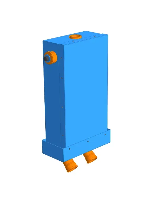 Модель синего контейнера прямоугольной формы с отверстиями