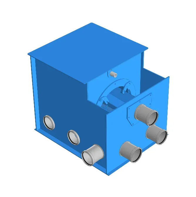 Модель синего контейнера с несколькими трубками