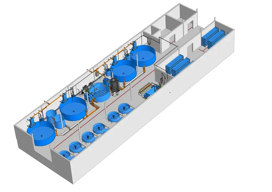 Модернизированная установка для очистки воды с резервуарами и насосами