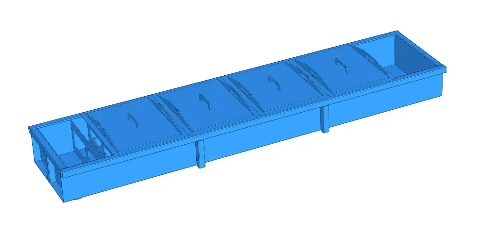 Длинный контейнер с несколькими отсеками для хранения