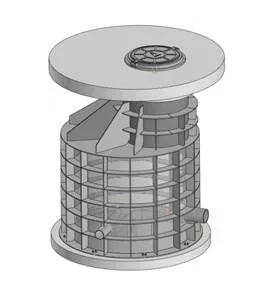 Синяя прямоугольная конструкция с отверстиями сверху