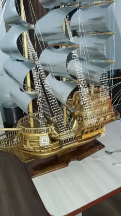 Кеме моделi детальданған帆дар мен мачталарымен