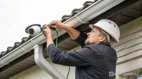 Монтаж видеокамеры на стене здания