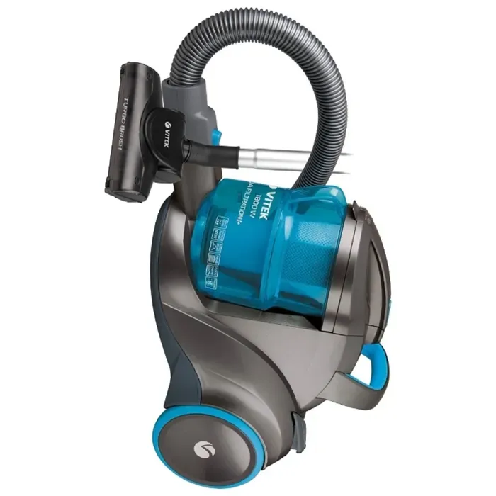 Пылесос Vitek с голубыми акцентами и компактным дизайном